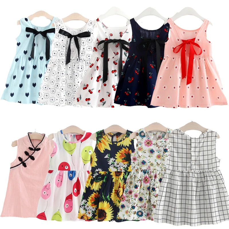 2019 Summer Girls Sunflower Dresses Kids Elegant Princess Dress Sleeveless Cute Sundress 1 2 3 4 5 6 7 Years Children Clothing | Детская