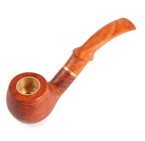 

Wood Ebony Pipe Solid Wood Handmade Classic Pipe Grain Vintage Curved Dual Filter Pipe