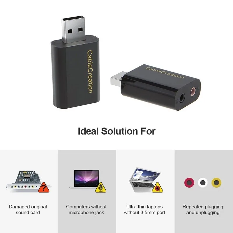 Аудиоадаптер с разъемом USB на 3 5 мм внешняя стереозвуковая карта для наушников и