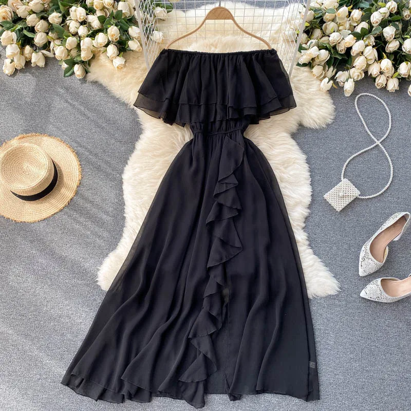 

Elegant Chiffon Dress women Sexy Summer Short sleeve Women Dresses 2021 Vintage A-Line Dress Vestidos