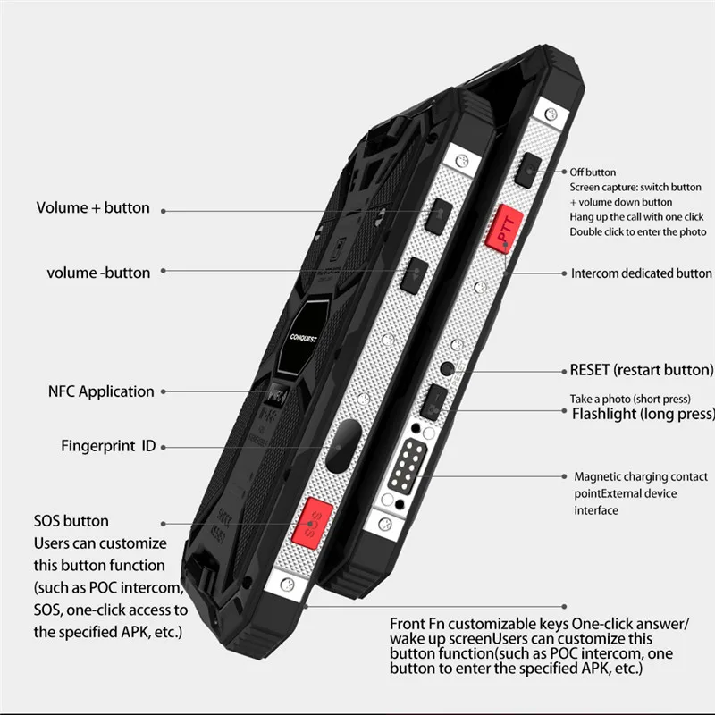 CONQUEST S8 прочный смартфон 4 Гб 64 Гб рация IP68 Телефон ГЛОНАСС 6000 мАч батарея NFC 4G LTE IP68 противоударный прочный телефон