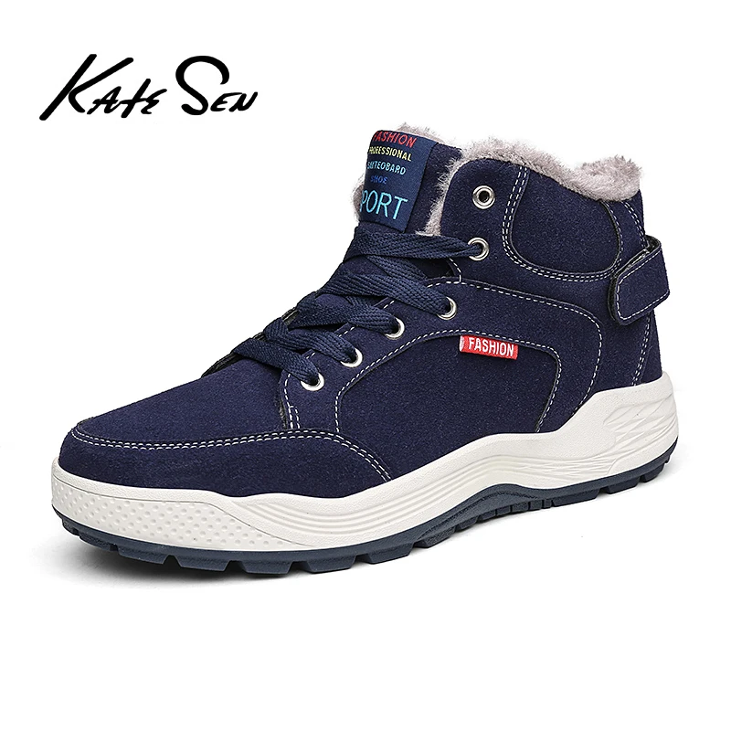 KATESEN men boots winter thick plush men's snow shoes warm non-slip fashion ankle Botas Hombre |