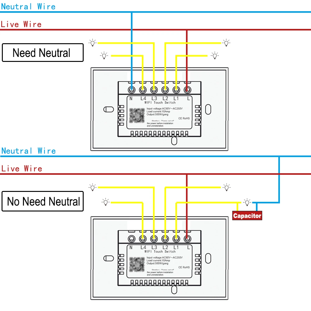 WIFI сенсорный светильник настенный выключатель Золотое стекло синий светодиод