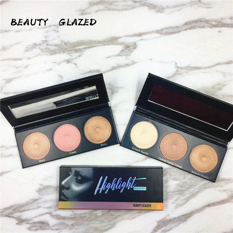 Косметический глазурованный трехцветный хайлайтер макияж пудра тени для век