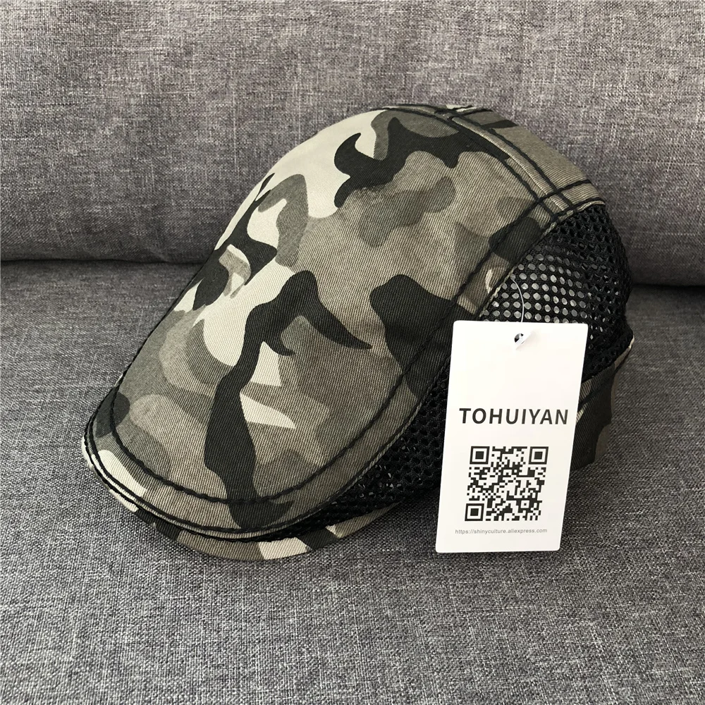 Кепка TOHUIYAN хлопковая камуфляжная кепка для газетчика летняя дышащая сетчатая