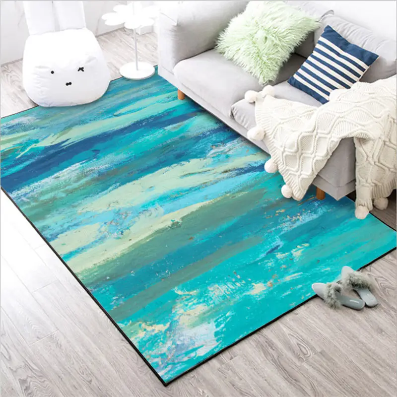 Bubble Kiss абстрактная морская картина маслом синий узор ковер против морщин декор