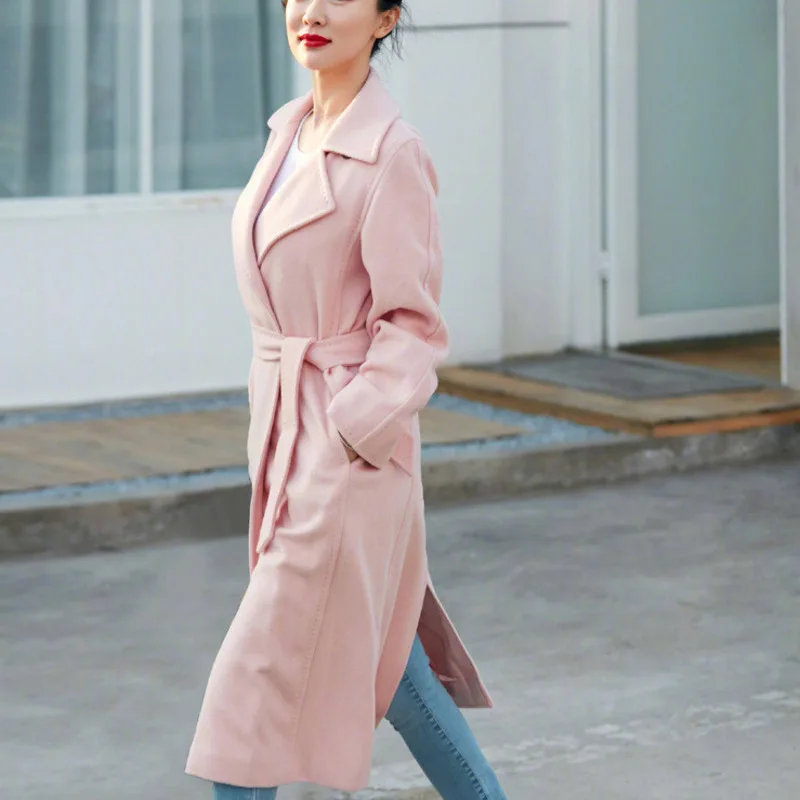 Женская шерстяная куртка новые зимние длинные пальто одежда в Корейском стиле