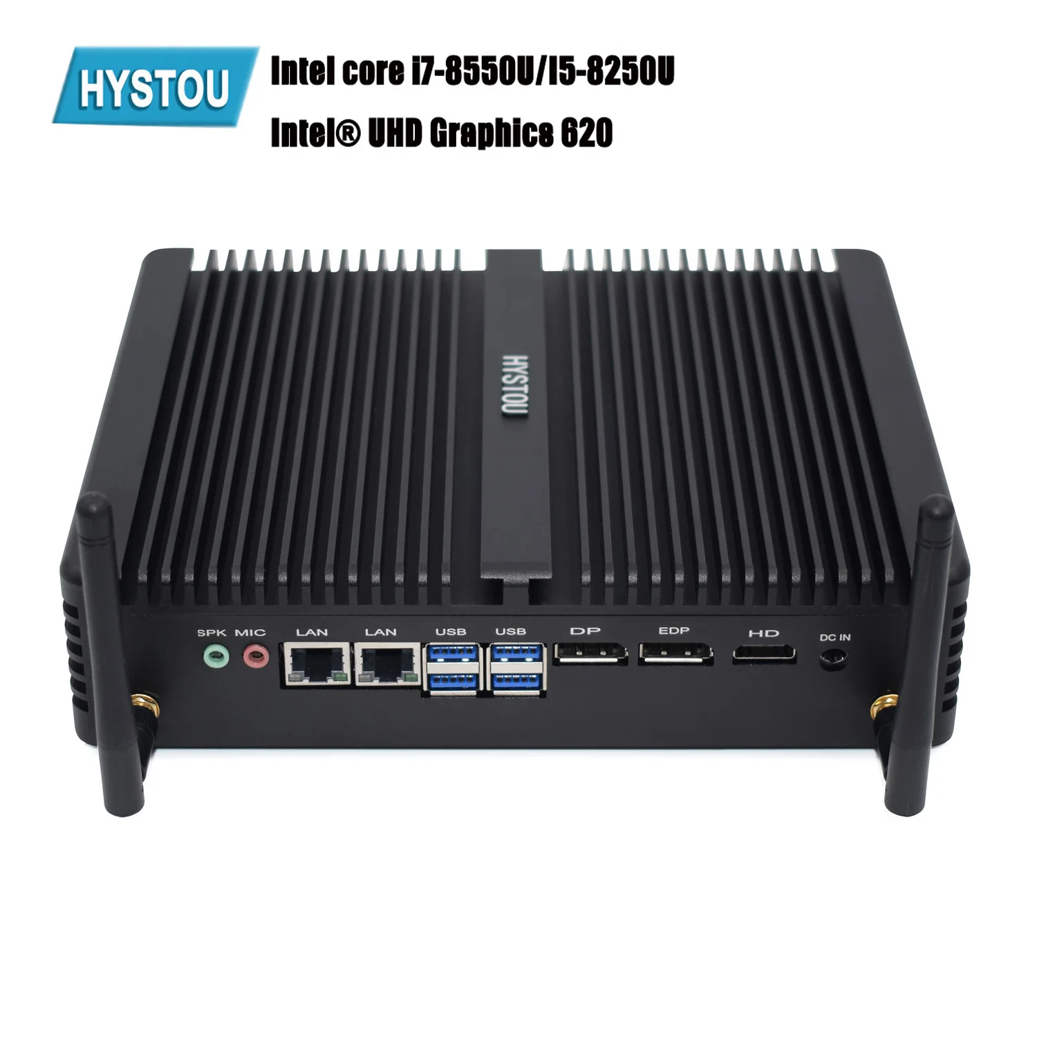 Hystou M2 wifi 8-ой процессор Intel Core промышленный безвентиляторный мини ПК i5 8250U i7 8550U Windows 10 DDR4 4 USB 3,0 HDMI DP EDP 4K HTPC NUC