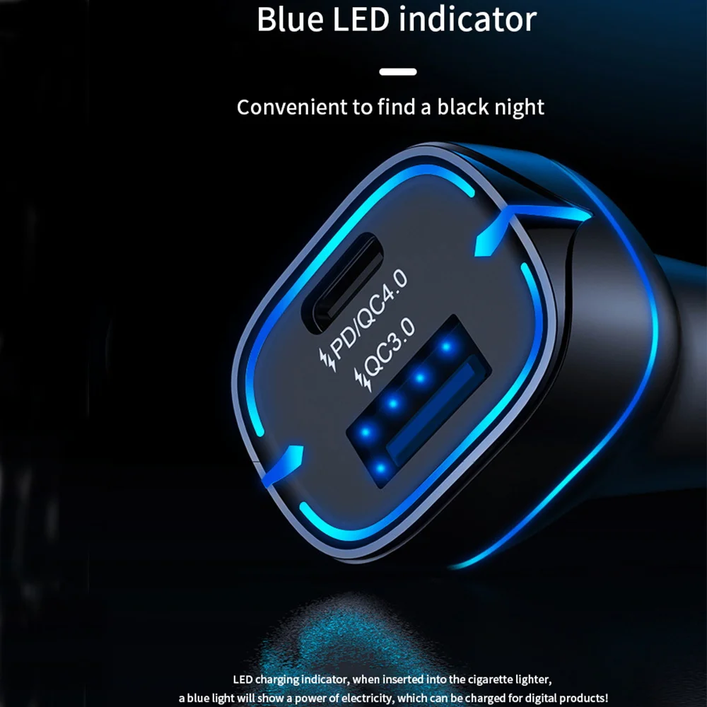 52.5W QC3.0 Car Fast Charger Adapter USB Type C Dual Ports for iPhone13 12 Pro Max iPad Macbook Samsung S22 Xiaomi Realme | Мобильные