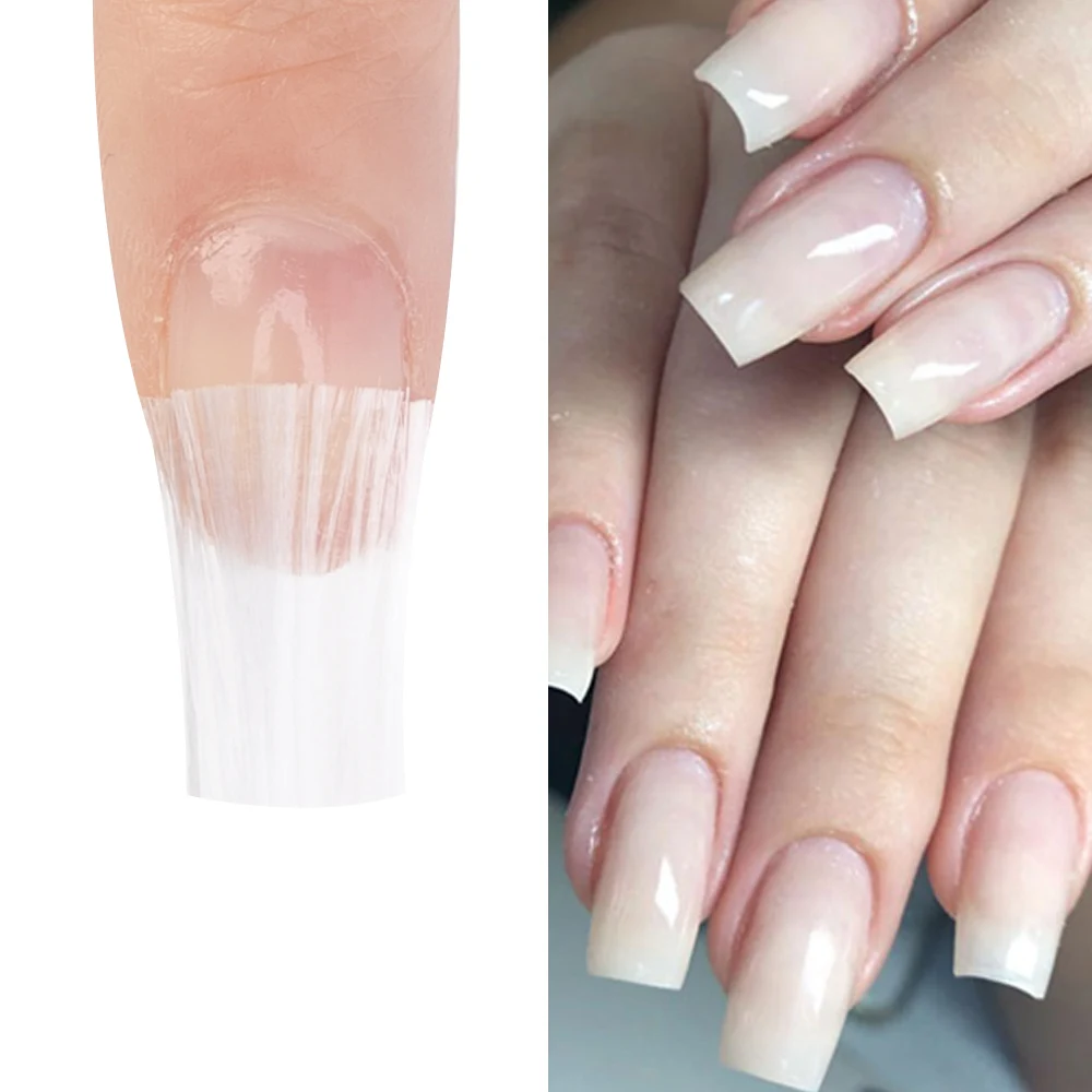 100pcs Fiberglass Nail Extension for UV Gel Building French Nail Form Acrylic Tips Nail Extension Paper Manicure Salon Tool