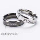 6 мм кольца с надписью Her King His Queen для влюбленных из нержавеющей стали с гравировкой имени логотипа на заказ парное кольцо обручальное кольцо Прямая поставка