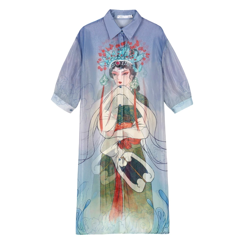 

2022 chinese style sunscreen thin shirt long vintage cheongsam traditional chinese clothing retro cheongsam chiffon blouse