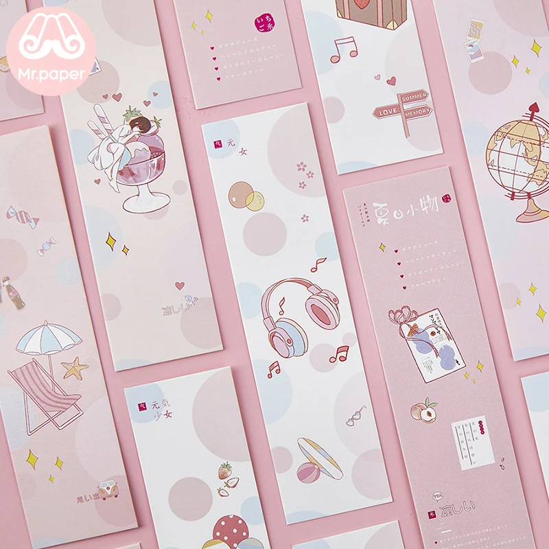 Mr paper 30 шт./кор. Kawaii розовый мультфильм pnema закладки для девочек новизны книга