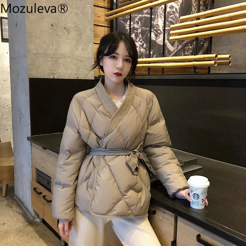 Mozuleva 2020 с v-образным вырезом ромбовидная решетка хлопковой подкладкой куртка