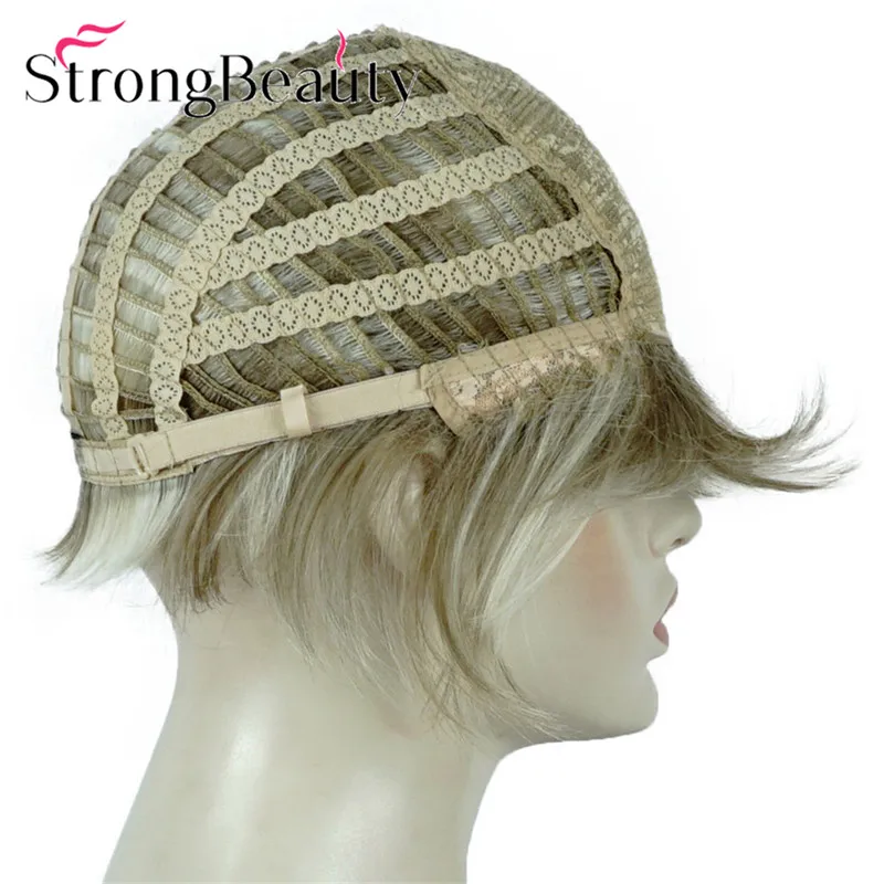 StrongBeauty короткие прямые парики мягкие волосы слоистые локоны Омбре блонд/Красный синтетический парик
