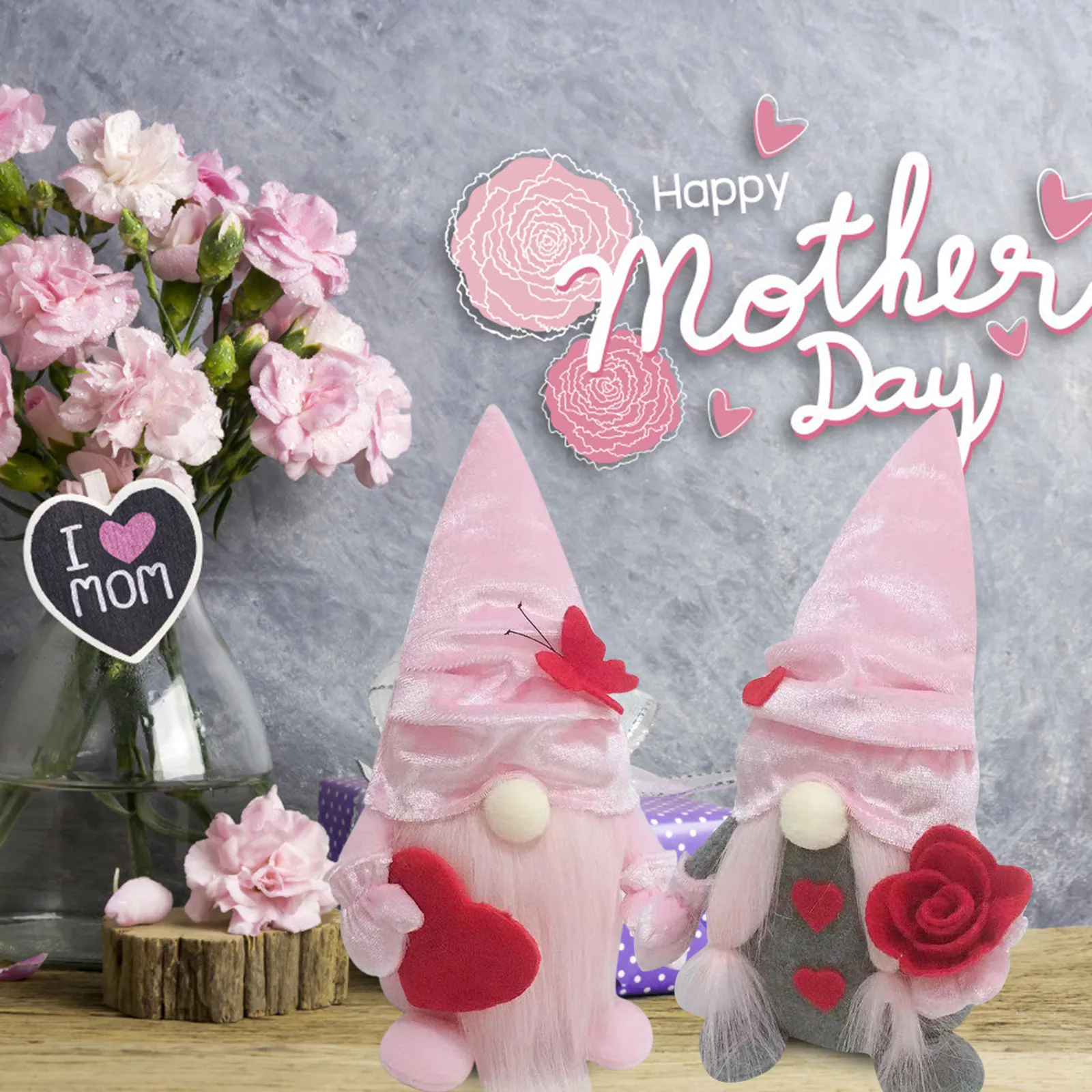 

Mother's Day Gift Decorations Present Flowers Dwarf Gnome Cute Soft Comfortable Faceless Doll Party Kawaii Room Home Decor
