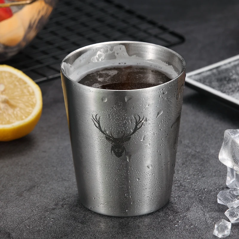 Милый рисунок пивная кружка 304 Нержавеющая сталь Кофе с двойными стенками Кухня