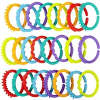 8pcsset plastic rainbow ring baby toys baby teether pacifier newborns rattles rubber crib toys stroller hanging toy room decor