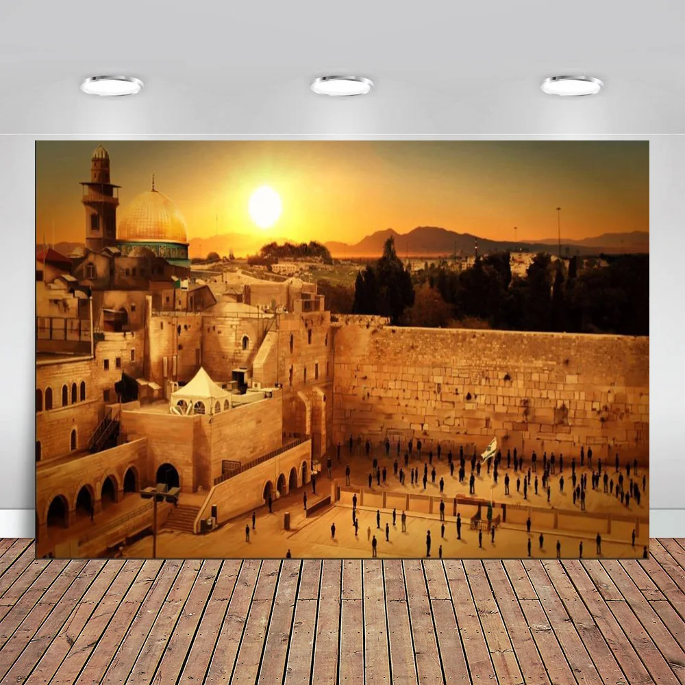 

Israel Sunset Jerusalem West Wailing Sunset Photo Backdrop Vinyl Cloth High Quality Computer Printed Wall Backgrounds