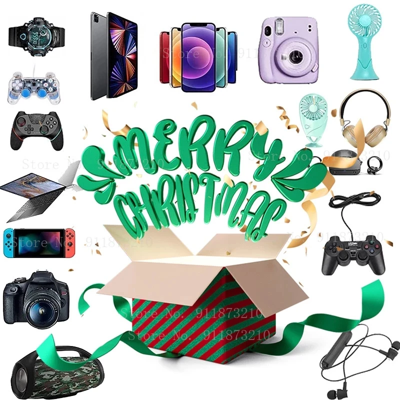 

New Christmas Lucky Gift Mystery Box Most Popular Premium Electronic Product 100% Surprise Boutique 3 To 5 Pcs Random Items