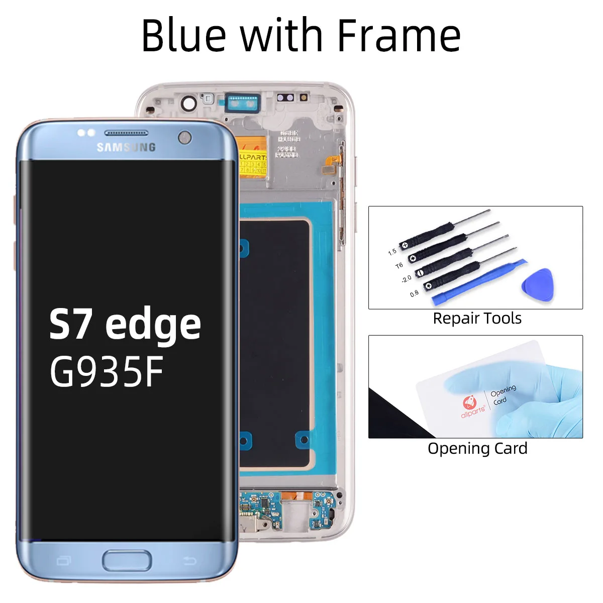 S7 edge Blue Frame Супер AMOLED дисплей для SAMSUNG Galaxy S7 Edge lcd кодирующий преобразователь сенсорного экрана в сборе с рамкой G935F G935 S7 G930F - Цвет: S7 edge Blue Frame