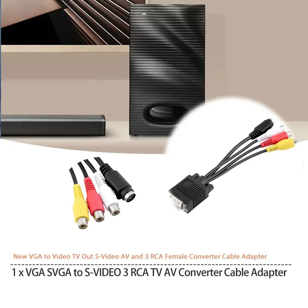 Фото Кабель-переходник VGA SVGA в S-VIDEO и 3 RCA Female: идеальное решение для подключения к телевизору или AV! Кабель-переходник VGA SVGA в S-VIDEO и 3 RCA Female: идеальное решение для подключения к телевизору или AV!