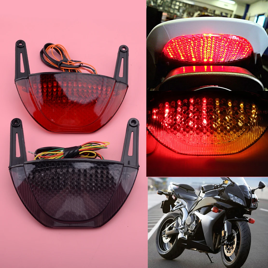 

Motorcycle Rear LED Integrated Tail Brake Turn Signal Light Fit for Honda CBR600RR 2007 2008 2009 2010 2011 2012
