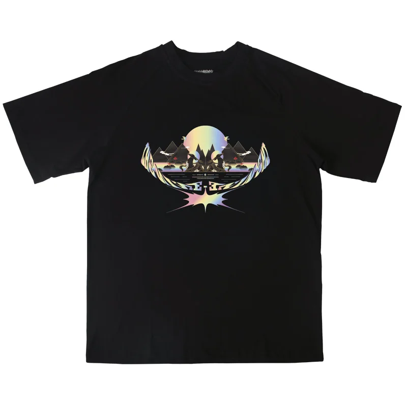 

Dunhuang Museum Cultural Creative Nuevedeer Series Men's Women's Element Short-Sleeved T-shirt Loose Couple Creative Summer New