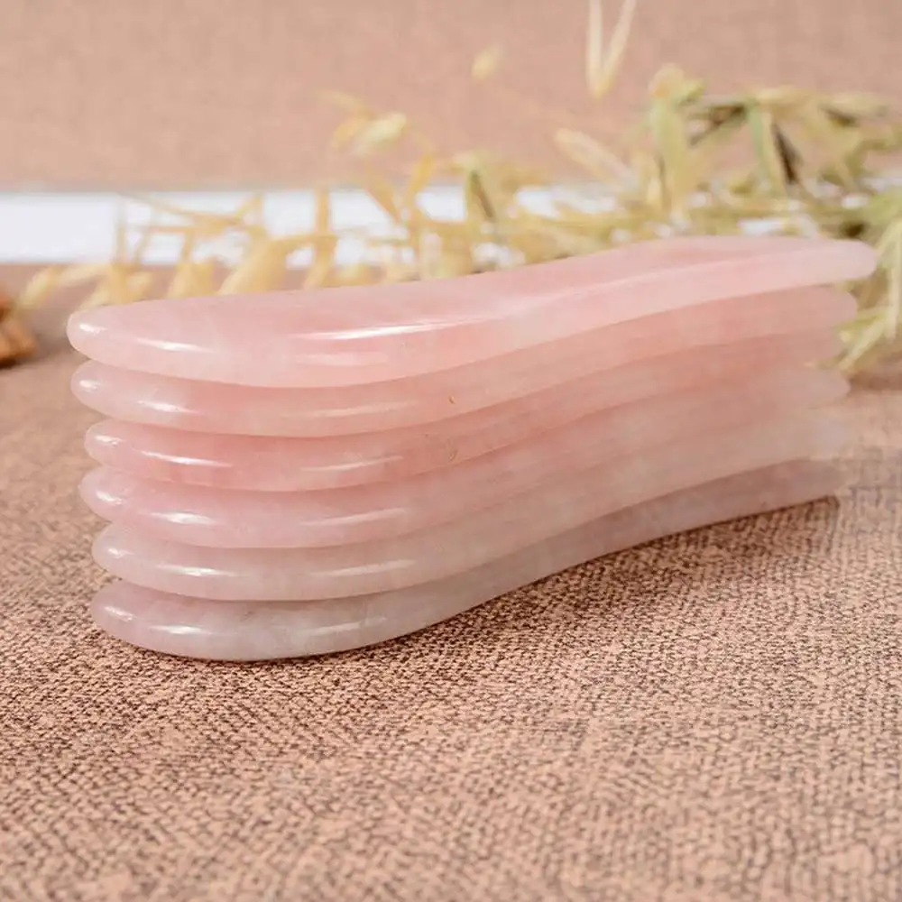 

Natural S Shape Gua Sha Massager Rose Quartz Facial Massage Therapy Tool Stick Shaving Board Supplies