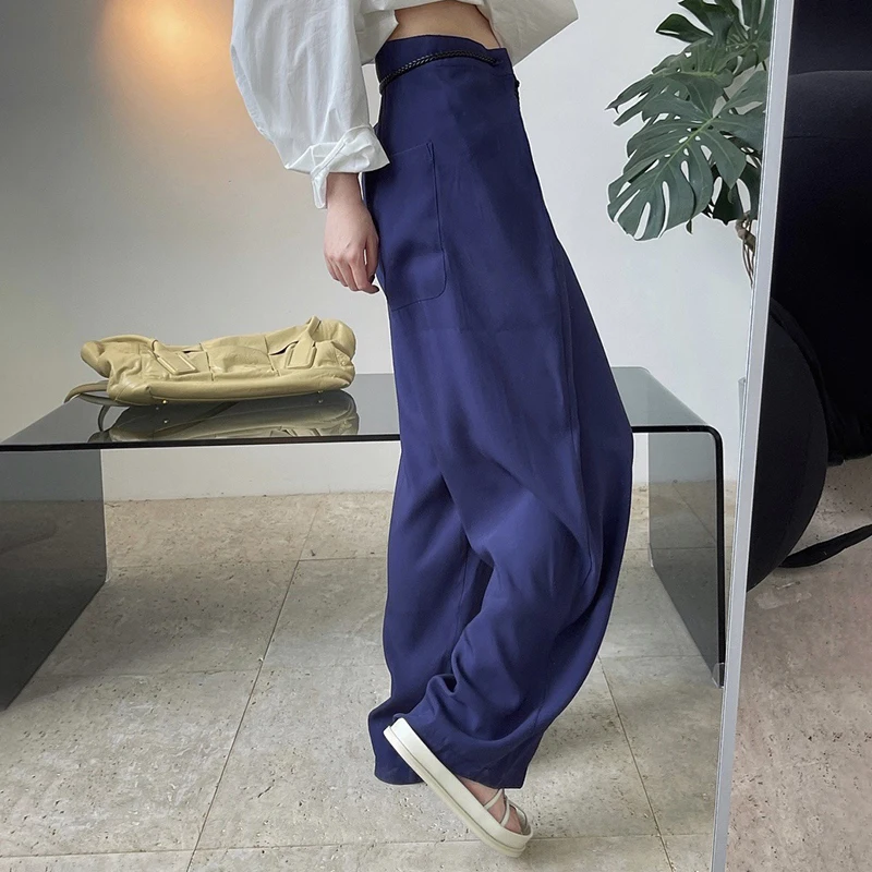 

[EAM] High Waist Yellow Pleated Casual Long Wide Leg Trousers New Loose Fit Pants Women Fashion Tide Spring Summer 2021 1DE0931