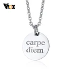 Vnox гравировка Carpe Diem ожерелья для мужчин сплошной цвет монета круглое ожерелье с подвеской на шею masculino Бесплатная цепь 20