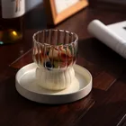 Фотокружка для чая и кофе, термостойкие стеклянные чашки с изоляцией, необычная кружка для молока и сока, полосатая кружка для жира