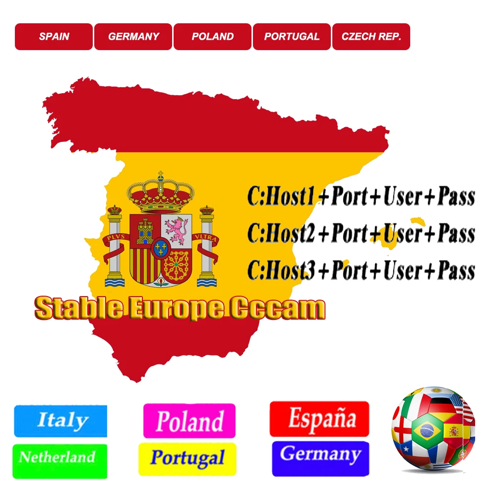 Лучшая стабильная спутниковая Cccam 3 Cline Испания Польша Португалия рецептор Европа