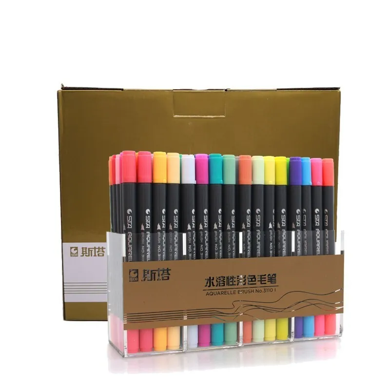 

STA 12/24/36/48/80 Color Double Head Soluble Colored Sketch Marker Brush Pen Set For Drawing Design Paints Art Marker Supplies