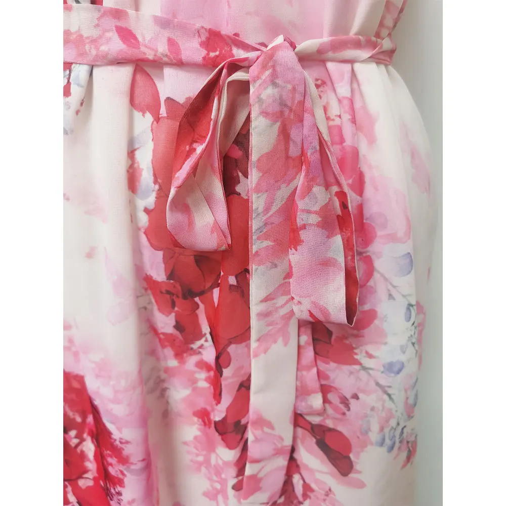 

2021 Summer Sexy Dress Women O Neck Off Shoulder Mini Dress Casual Pink Loose Beach Chiffon Dress Floral Print Vestidos De Mujer