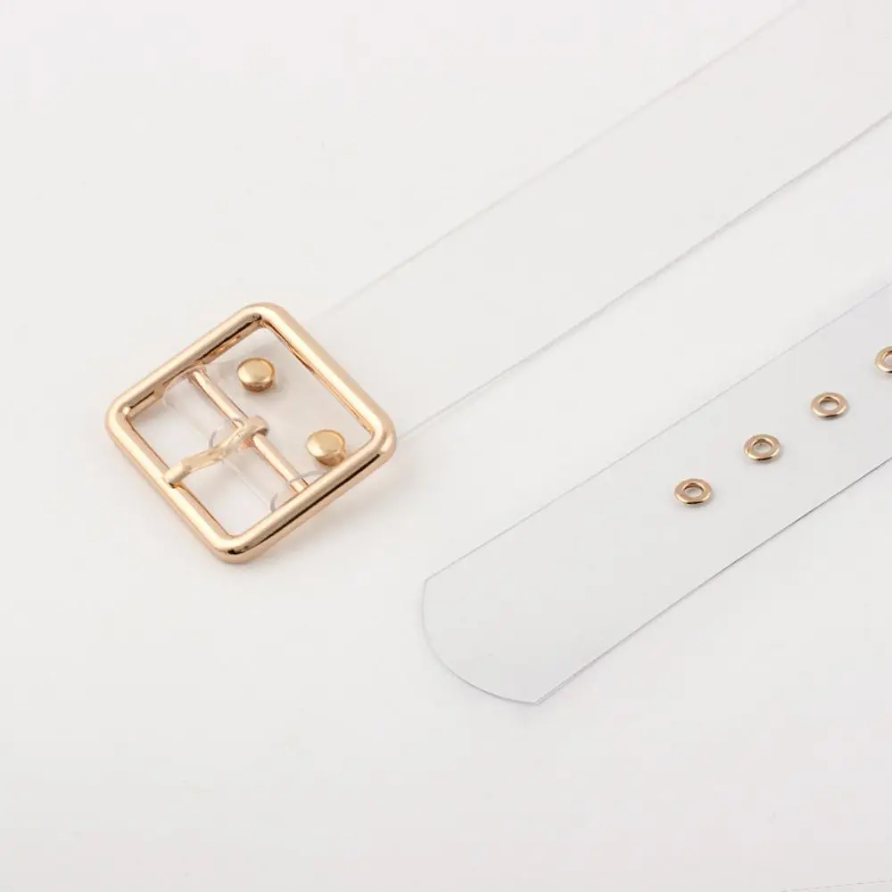 Square buckle Glod Горячие женские в форме сердца регулируемые ремни круг сладкий милый женский пояс-кушак Пояс прозрачные ремни для брюк джинсы - Цвет: Square buckle Glod
