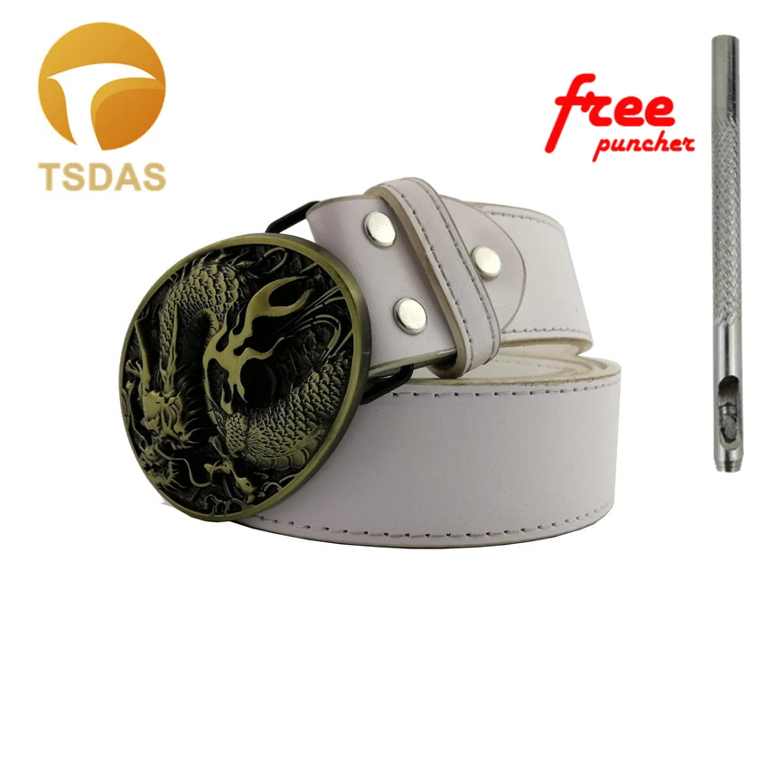 Мужская пряжка для ремня из твердой латуни с 3d-драконом металлической ковбойской