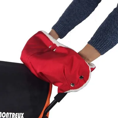 red LOOZYKIT, Детские Зимние теплые варежки на коляску, коляска, муфта для рук, водонепроницаемая детская коляска, рукавица, детская коляска, клатч, тележка, толстые флисовые перчатки - Цвет: red