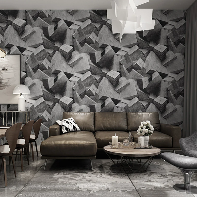 

Vintage Industrial 3D Geometric Pattern Printed PVC Wallpaper Home Decor Vinyl Wall Paper For Bedroom Living Room TV Background