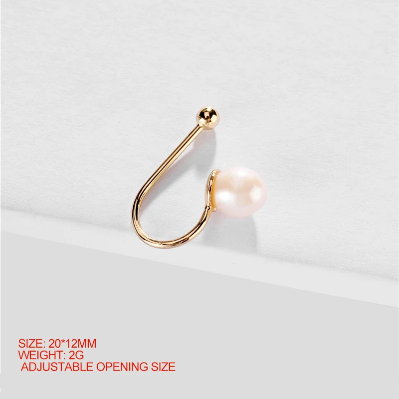 Natural Pearl Модные серьги-клипсы с натуральным жемчугом без пирсинга, круглые белые женские серьги-кольца на клипсах, каффы для ушей, женские серьги - Окраска металла: Natural Pearl