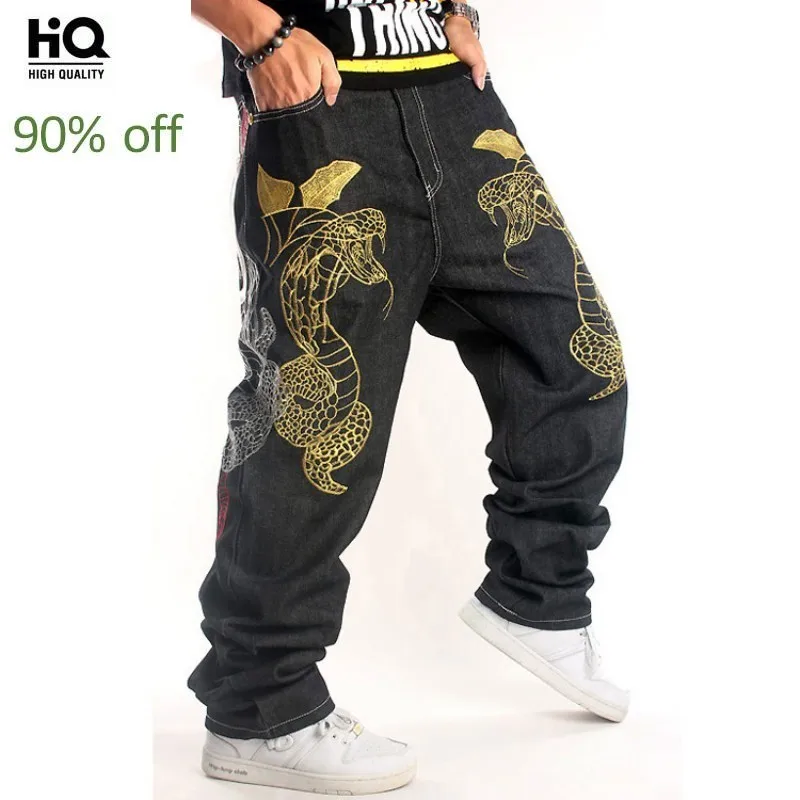 Новый бренд хип-хоп уличные танцевальные мужские джинсовые брюки с вышивкой