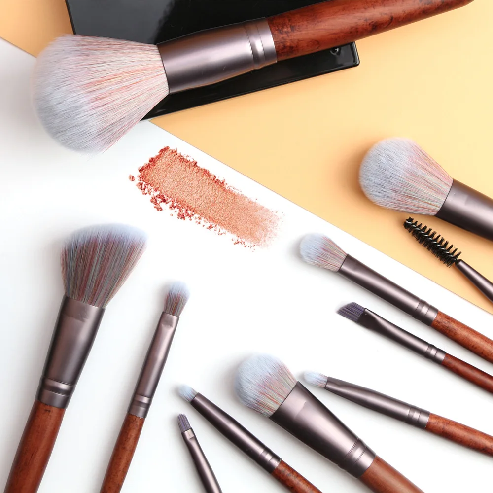 Набор кистей для макияжа набор из 11 деревянных нанесения основы пудры румян