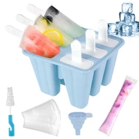 6 hole silicone ice lolly moulds ice cream mould set reusable ice pop maker for children diy frozen popsicle tray holders