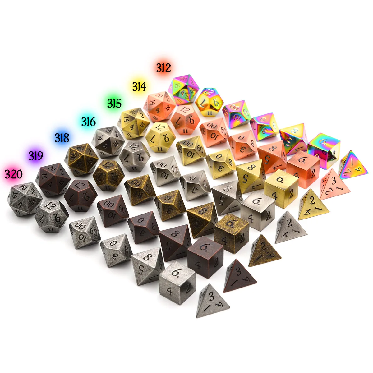 16 мм стандартные металлические игральные кости с черным чехлом для ролевых игр DND