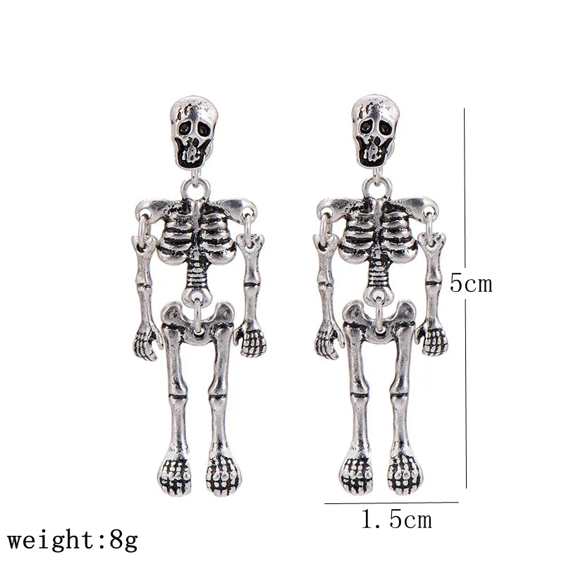 

Vintage Gothic Skeleton Dangle Earrings 2021 Jewelry Horror Skull Punk Earrings For Women Halloween Masquerade Accessories