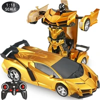 118 24cm rc car 2 in 1transformation robots cars sports driving vehicle one key deformation remote control car toy for boys f04