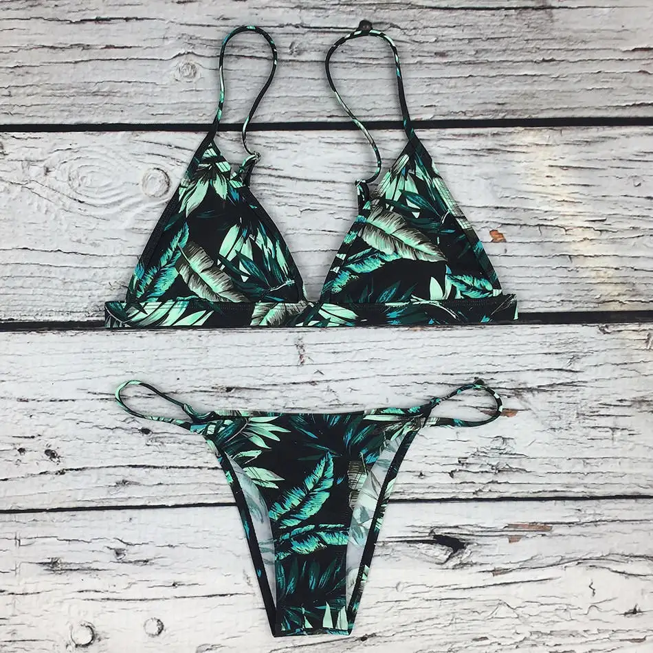 

Beach Bathing Suits For Women Wire Free Plant High Waist Floral Women Print Bikini 2020 Summer New Sexy Bikini Elegant Fashion