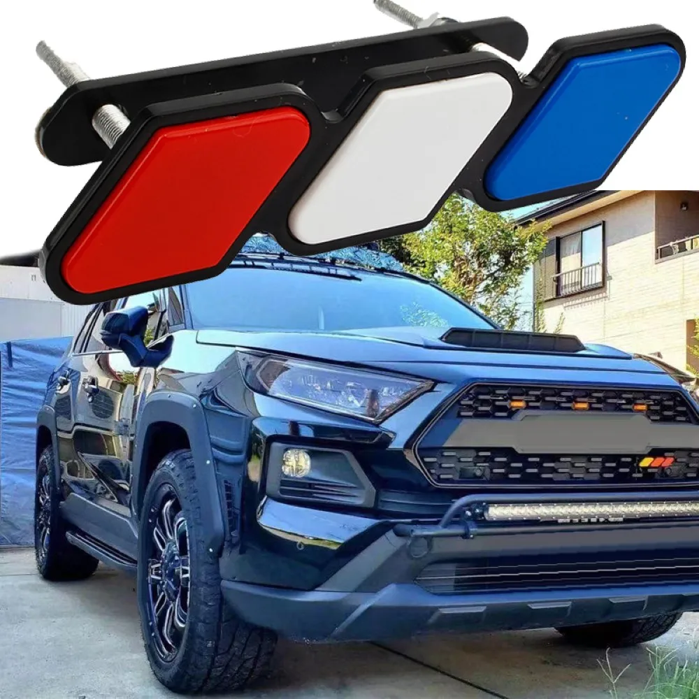 

Tri-Color Grille Badge Emblem For Toyota Tacoma/4Runner/Tundra Grille Badge 7 Colors Style Decor Sticker Car Styling Accessories