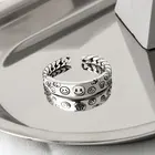 Модная разноцветная счастливой улыбкой уход за кожей лица Открытое кольцо для женщин, цвет: старое серебро простой поворот милые смайлики Регулируемые кольца A910