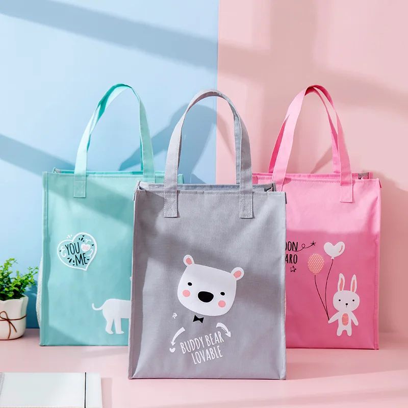 

Pink Multi Functional Cartoon Tutorial Eco Reusable Shopping Grocery Bag For Students Shopper High Capacity Can Hold A Kettle